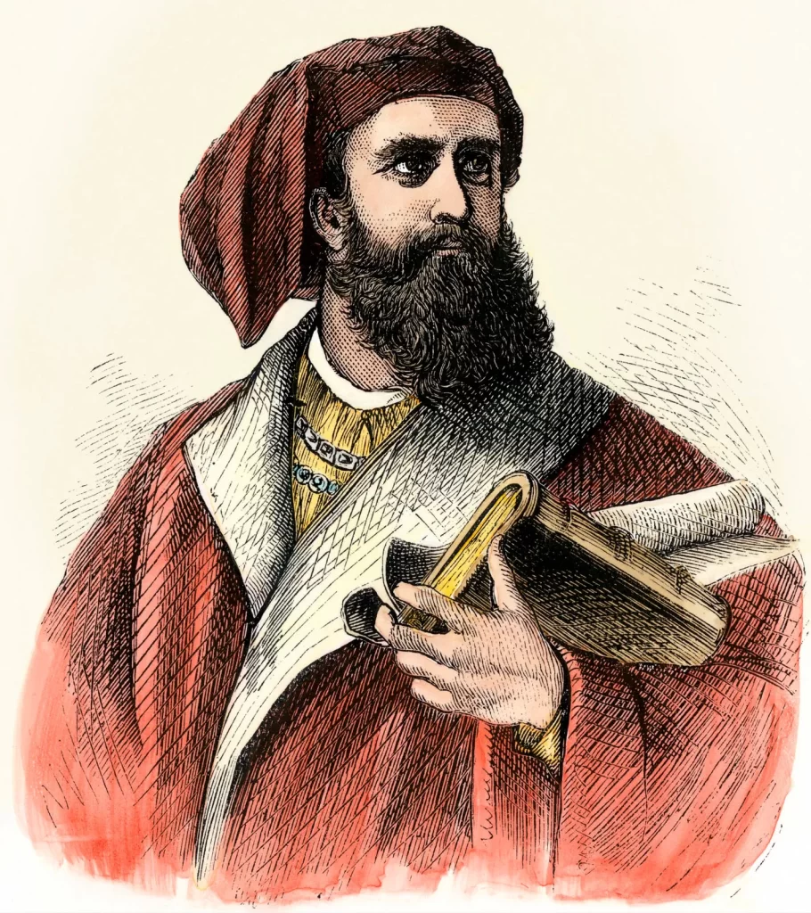 Marco Polo Italian portrait woodcut